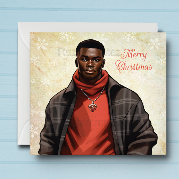 Black Man H Christmas Card